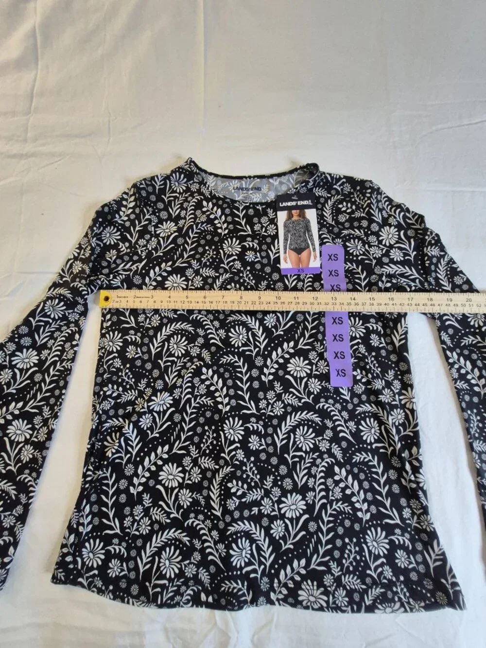 Lands' End Women's Sun Shirt UPF 50 Sun Pro Long Sleeve Crew Neckline Black XS